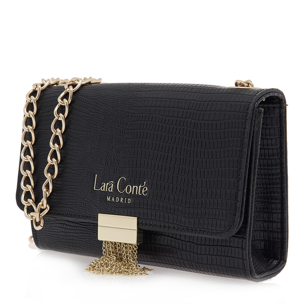 LARA CONTE MADRID Γυναικεία Τσάντα Φάκελος Ωμού-Clutches 700-132 Μαύρο Λεζάρ Q67001329009 φωτογραφία