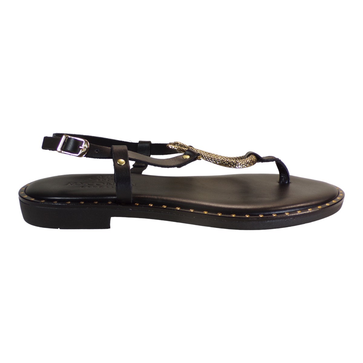 Myconian Greek Sandals Γυμαικεία Παπούτσια Πέδιλα 2282 Μαύρο φωτογραφία