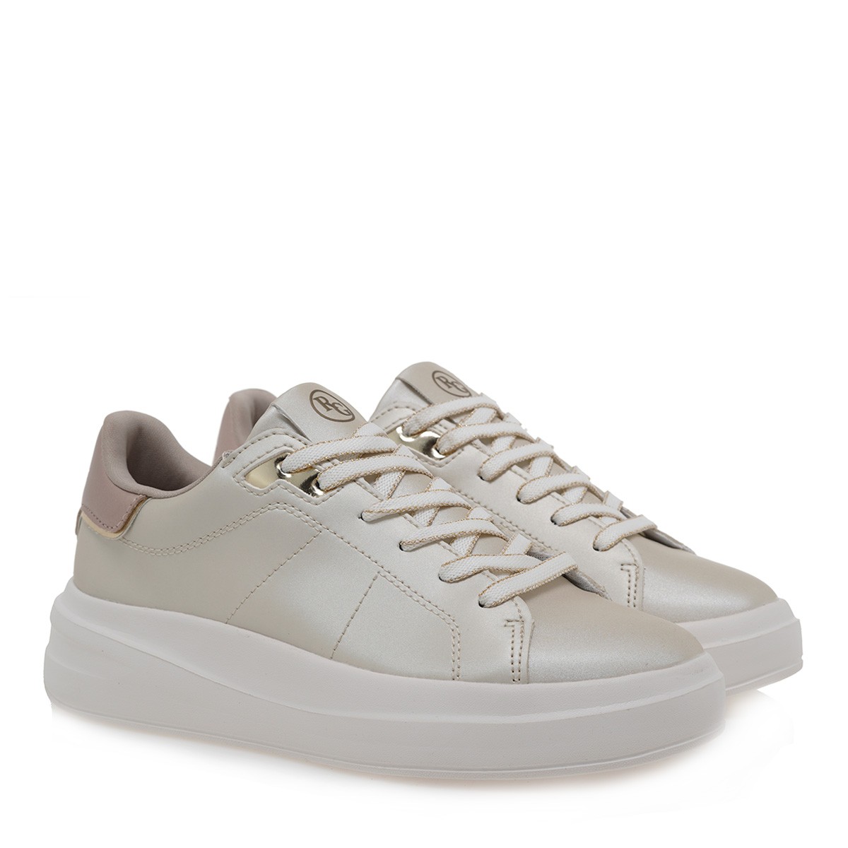 Renato Garini Renato Garini Γυναικεία Παπούτσια Sneakers 89S-181 Μπέζ Μεταλλίκο Ρόζ Χρυσό U189S18139H9